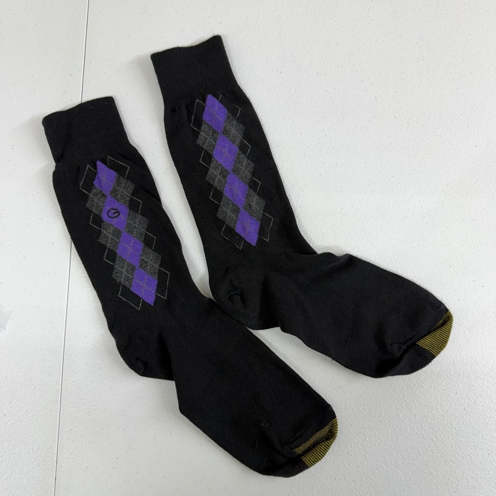 Gold Toe adult unisex purple diamond print tall business formal socks stretch